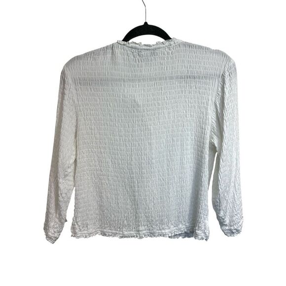 Vintage Y2K Lightweight White Crinkle Cardigan, Small - Picture 3 of 8